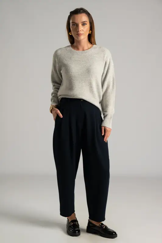 Pants Slouchy Button Pleat 