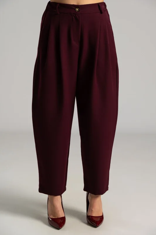 Pants Slouchy Button Pleat 