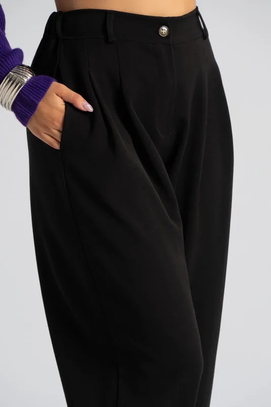 Παντελόνι Slouchy Κουμπί Πιέτες