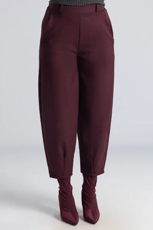 Pants Slouchy Elastic Solid Color