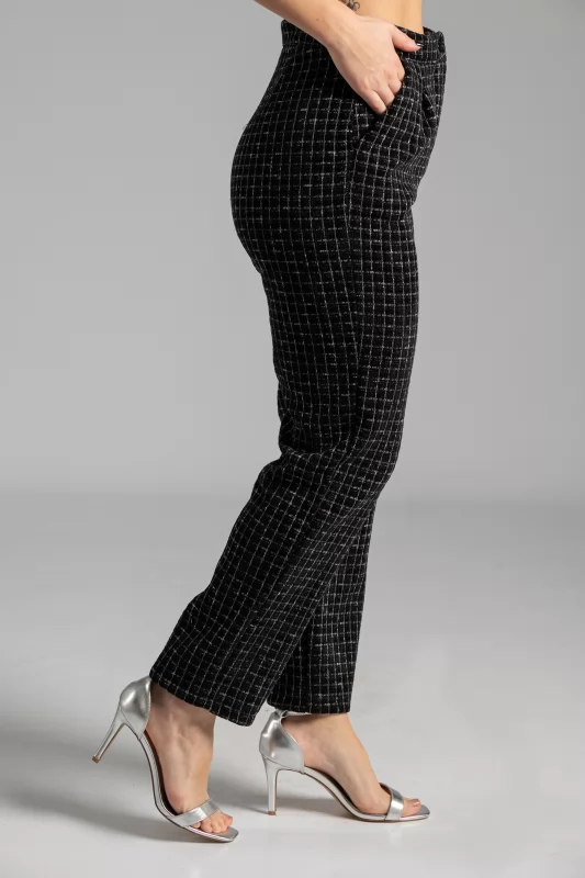 Tweed Pants Carot Black