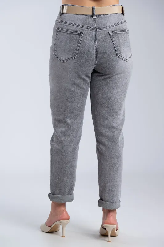 Παντελόνι Τζιν Δερματίνη Ζώνη