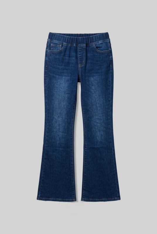 Pants Jeans Bell-Bottom with an Elastic Waistband