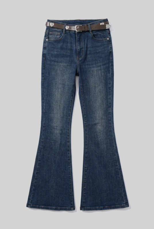 Trousers Jeans Flared with Belt