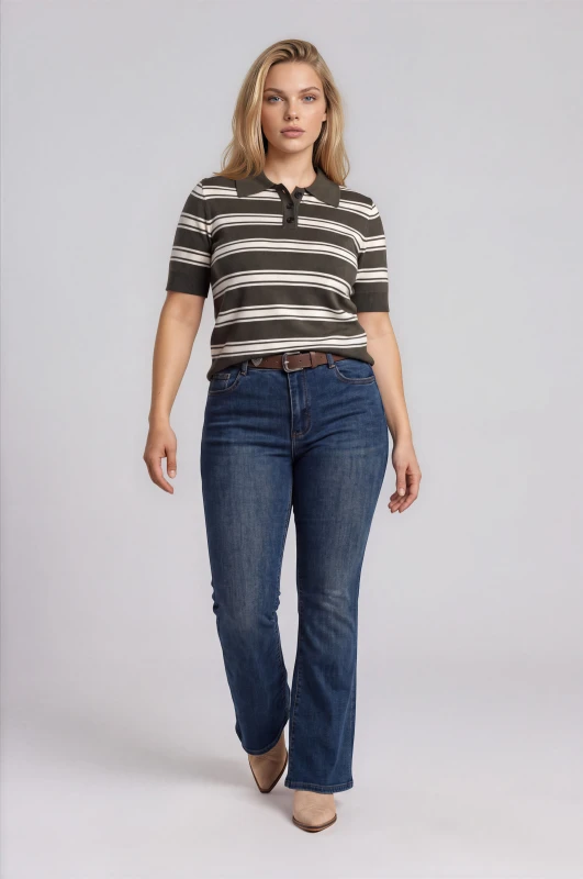 Trousers Jeans Flared with Belt
