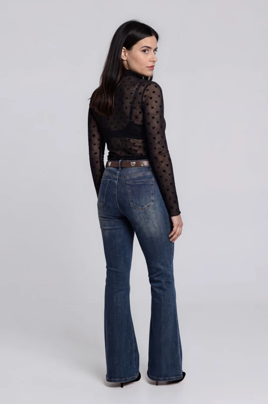 Trousers Jeans Flared with Belt