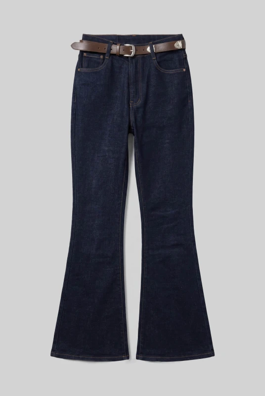 Trousers Jeans Flared with Belt