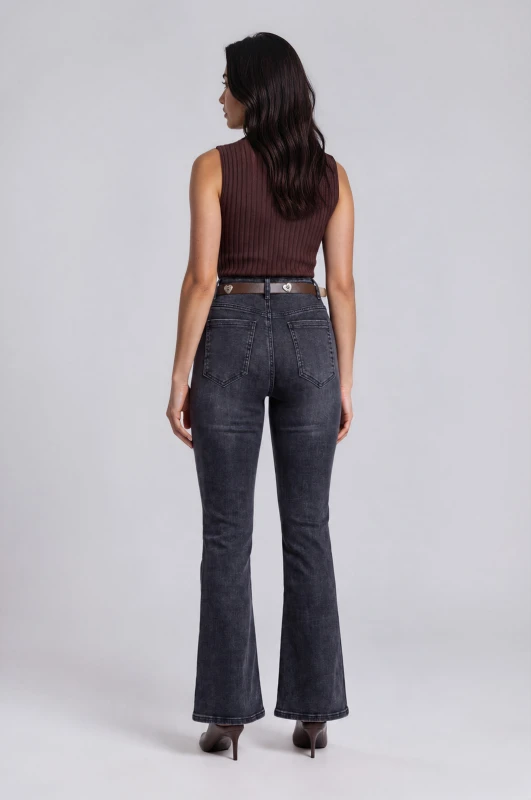 Trousers Jeans Flared with Belt