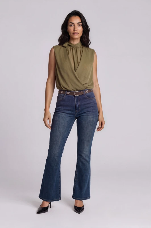 Trousers Jeans Flared with Belt