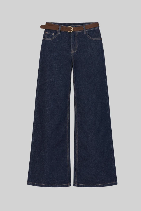 Pants Jeans Straight Line Belt