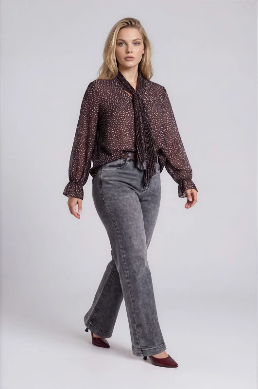 Pants Jeans Straight-Leg with a Belt