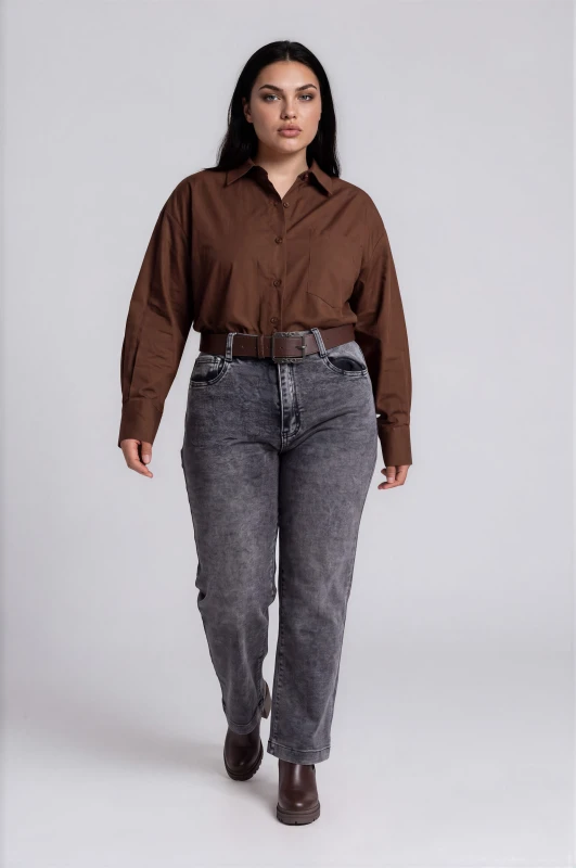 Pants Jeans Straight-Leg with a Belt