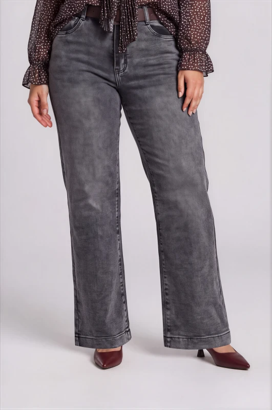 Pants Jeans Straight-Leg with a Belt