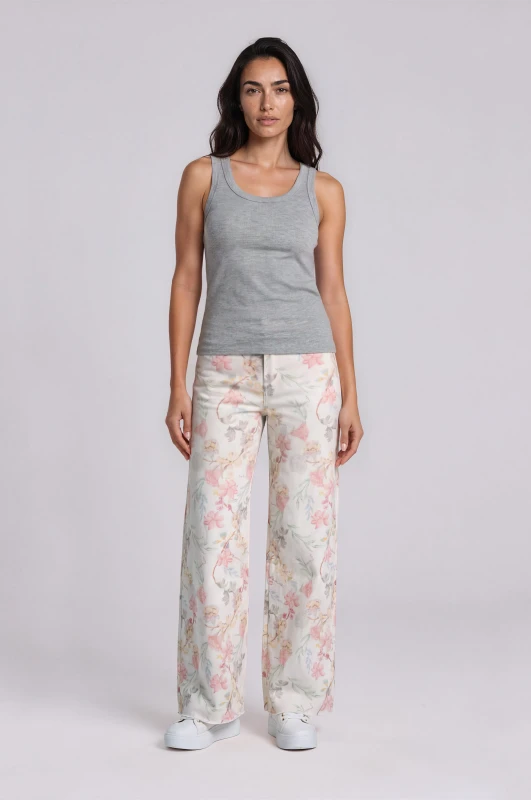 Floral Dahlia Cotton Jeans 