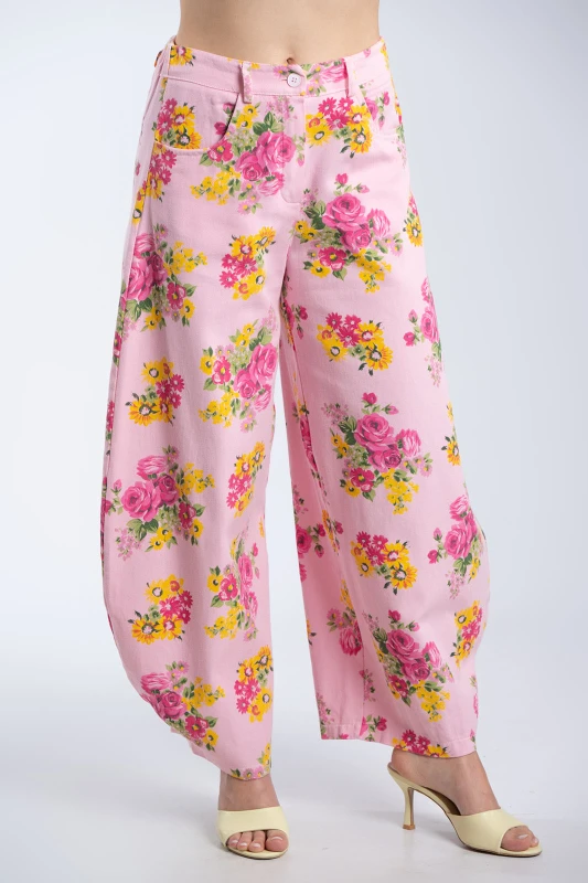 Παντελόνι Τζιν Βαμβακερό Floral Λάστιχο