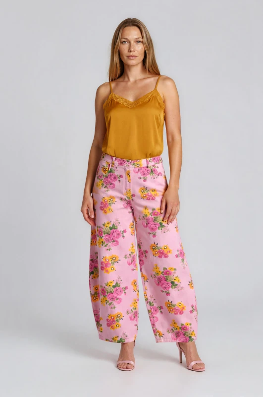 Παντελόνι Τζιν Βαμβακερό Floral Λάστιχο