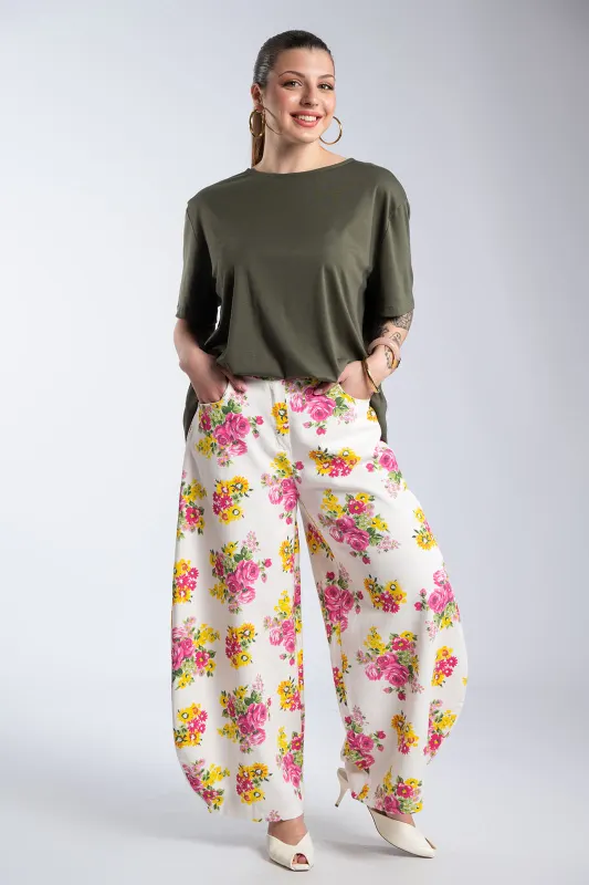Παντελόνι Τζιν Βαμβακερό Floral Λάστιχο
