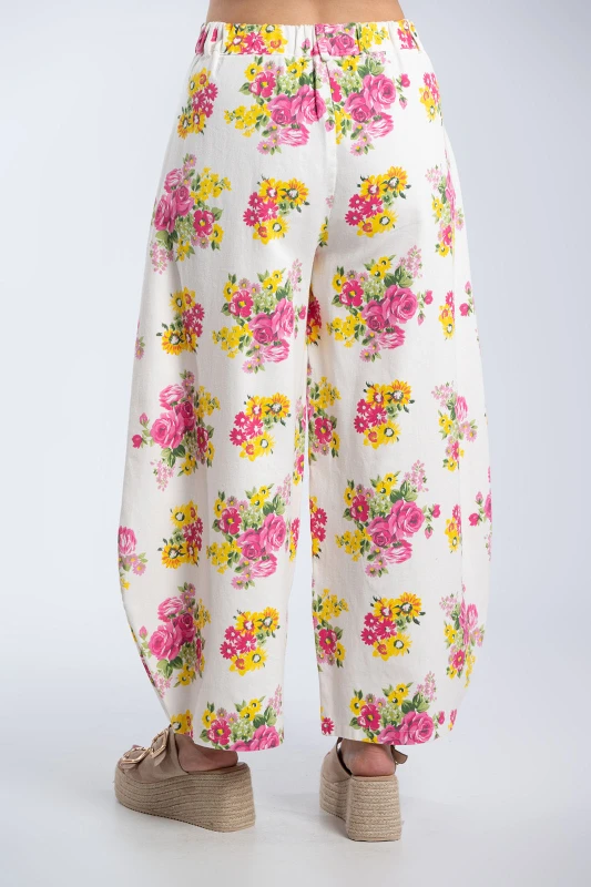 Παντελόνι Τζιν Βαμβακερό Floral Λάστιχο