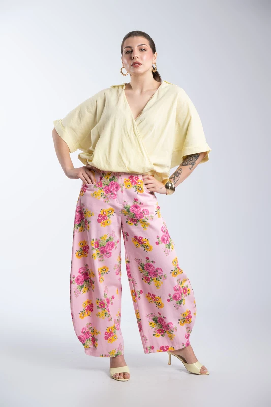 Παντελόνι Τζιν Βαμβακερό Floral Λάστιχο