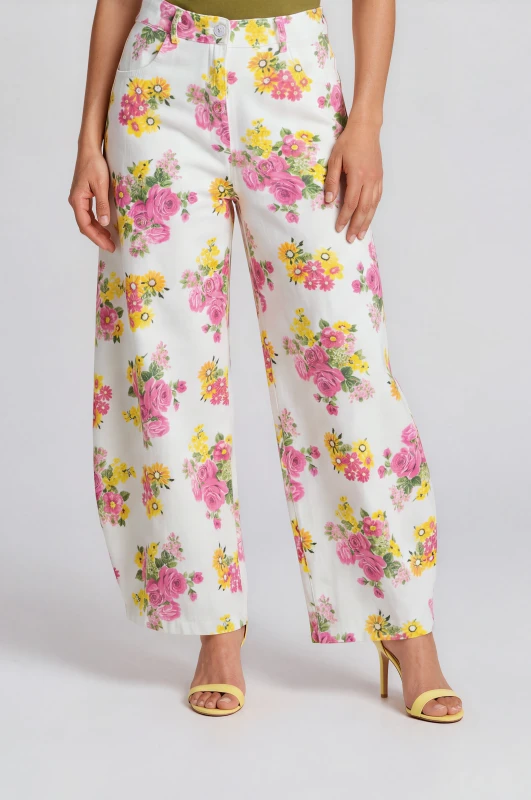 Παντελόνι Τζιν Βαμβακερό Floral Λάστιχο