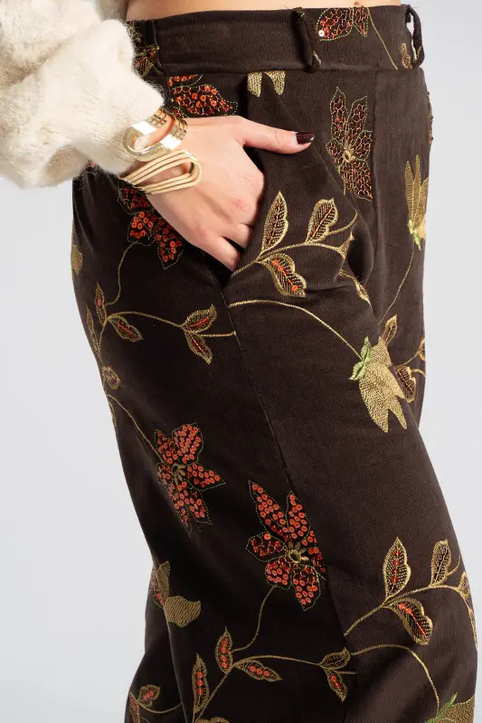 Παντελόνι Βαμβακερό Κοτλέ Floral