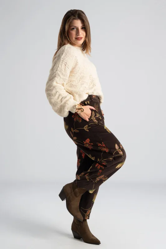 Παντελόνι Βαμβακερό Κοτλέ Floral