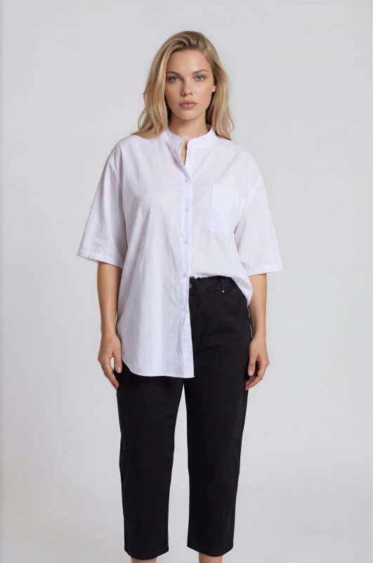 Solid-Color Cotton Elastic Waist Pants