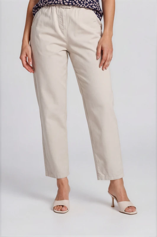 Solid-Color Cotton Elastic Waist Pants