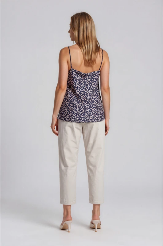 Solid-Color Cotton Elastic Waist Pants