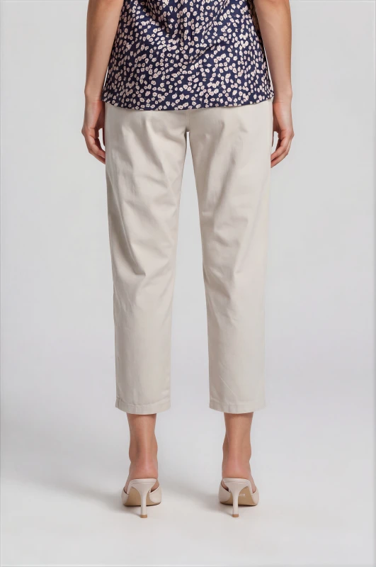 Solid-Color Cotton Elastic Waist Pants