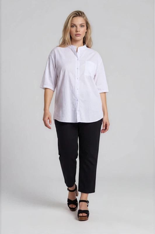 Solid-Color Cotton Elastic Waist Pants