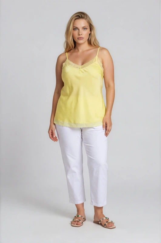Solid-Color Cotton Elastic Waist Pants