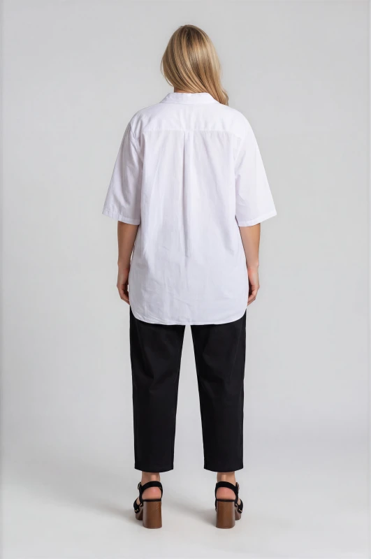 Solid-Color Cotton Elastic Waist Pants