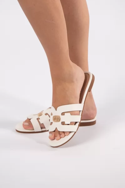 Slipper Flat Buckle White