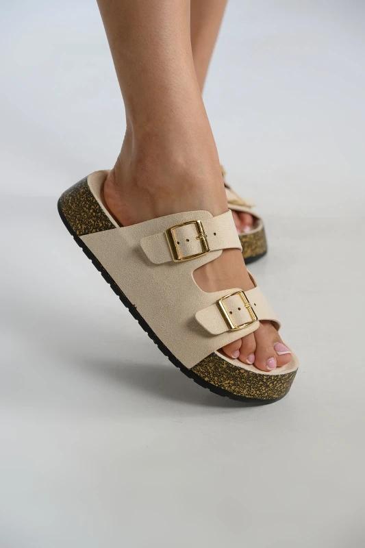 Παντόφλα Suede Διπλή Αγκράφα