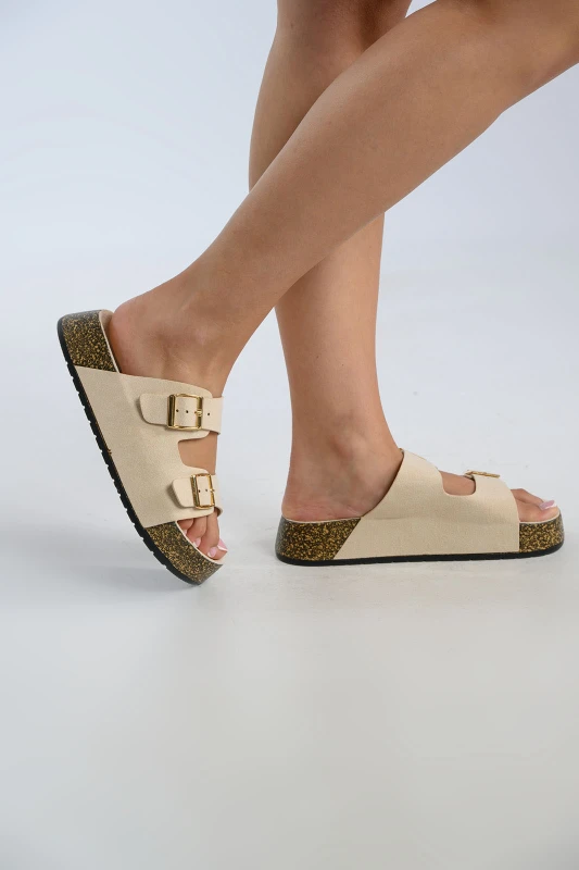 Παντόφλα Suede Διπλή Αγκράφα