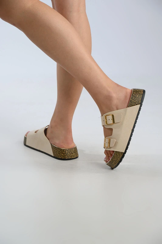 Παντόφλα Suede Διπλή Αγκράφα