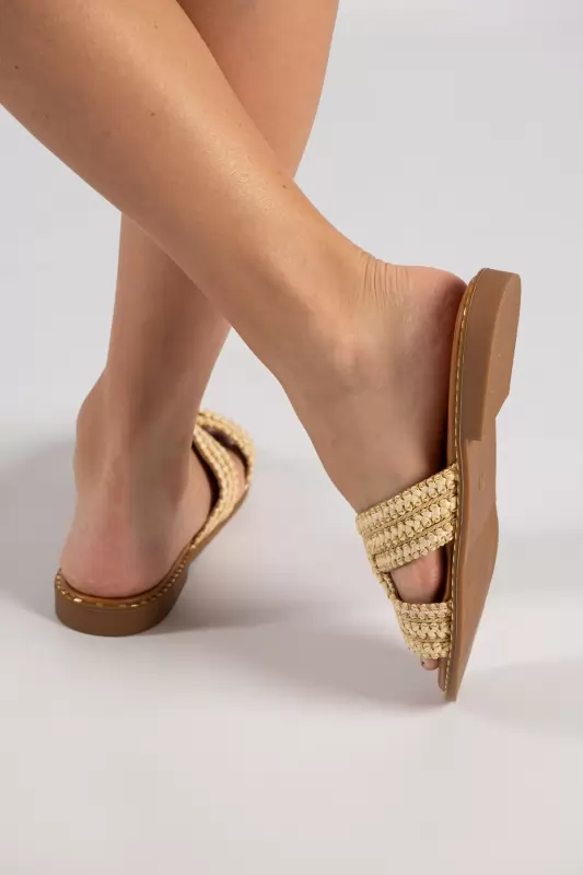 Παντόφλες Flat Ψάθινες