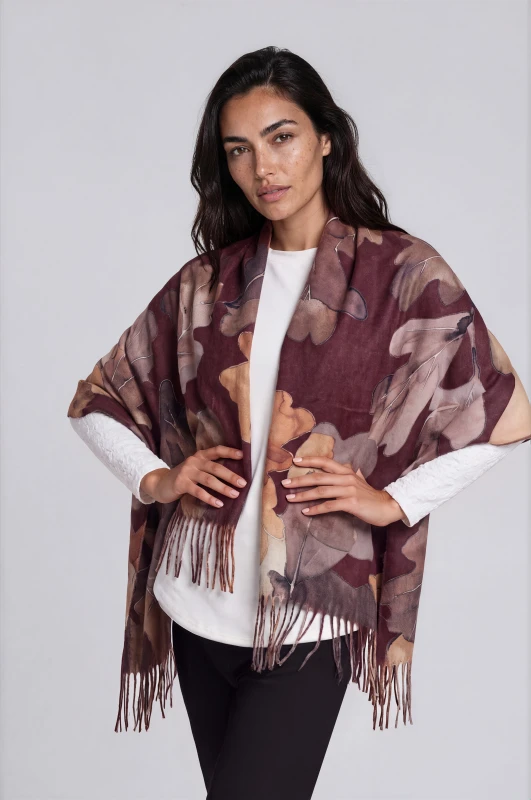 Pashmina Leaves with Fringes