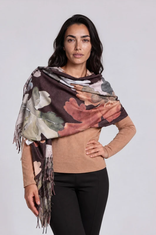 Pashmina Leaves with Fringes