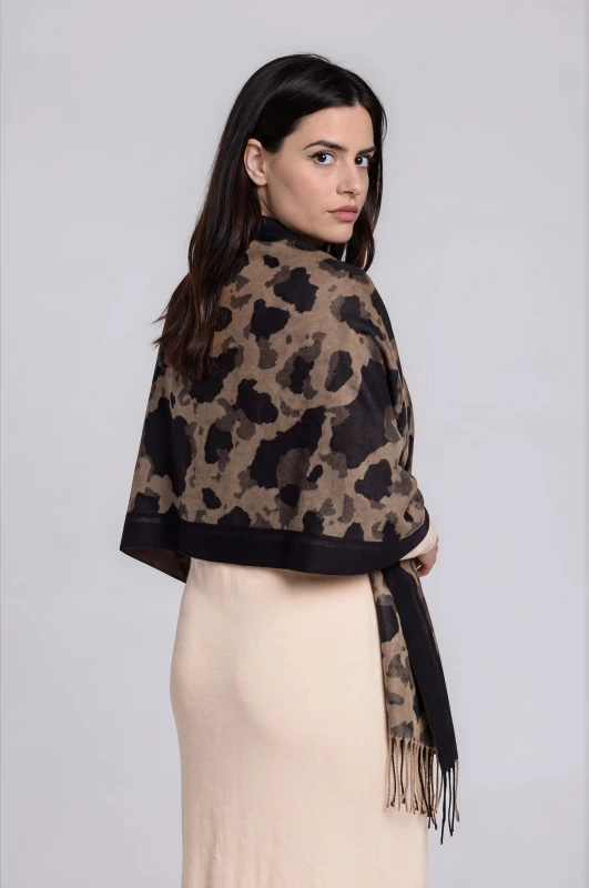 Πασμίνα Leopard με Κρόσσια