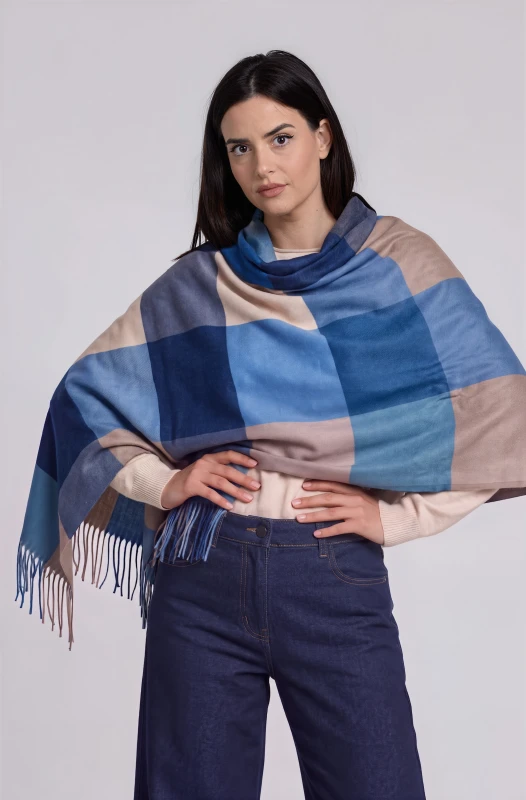 Πασμίνα Multicolor με Κρόσσια