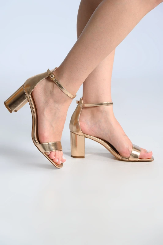 Leatherette Sandals Thick Heels 