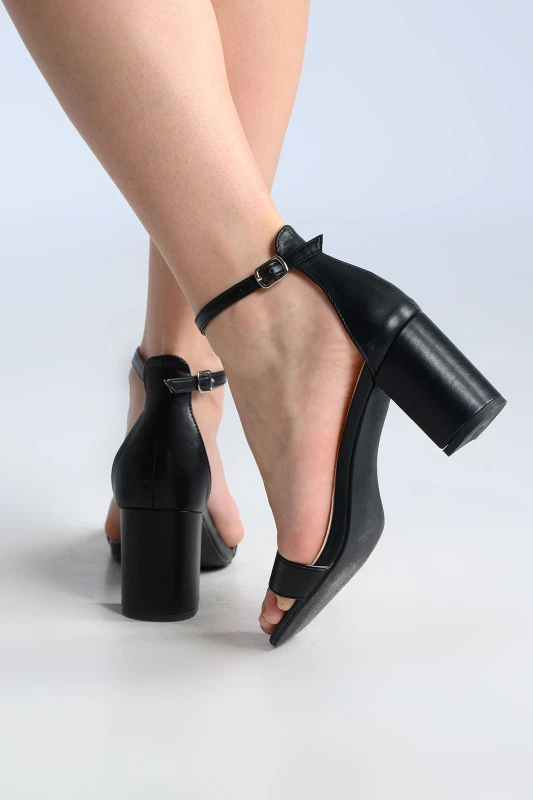 Leatherette Sandals Thick Heels 