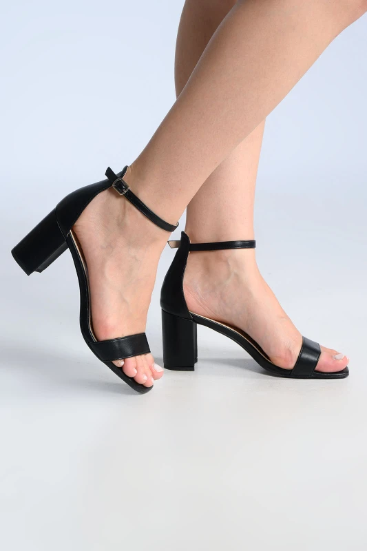 Leatherette Sandals Thick Heels 