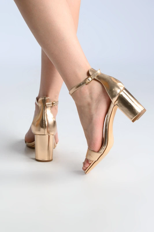 Leatherette Sandals Thick Heels 