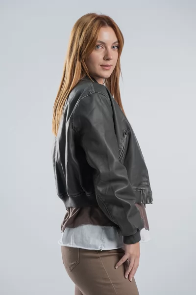 Pilot Jacket Δερματίνη Μαύρο