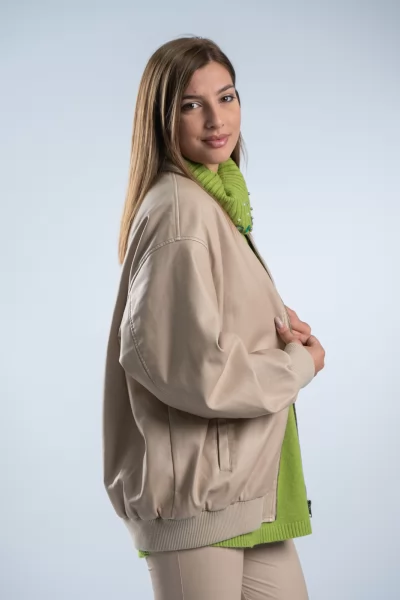 Pilot Jacket Δερματίνη Over Μπεζ