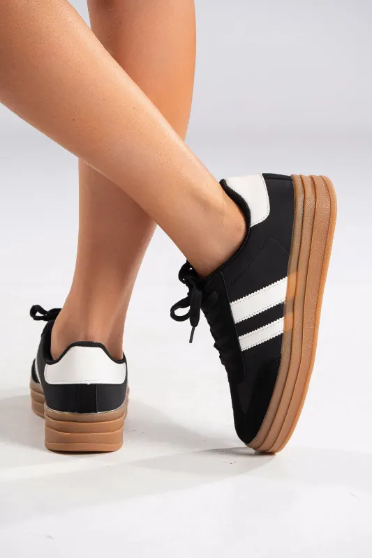 Platform Sneakers Suede Detail Leatherette