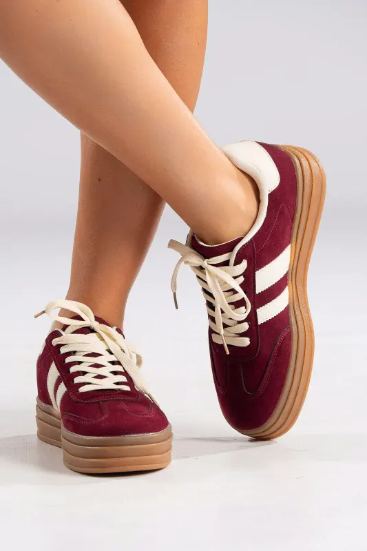 Platform Sneakers Suede Detail Leatherette